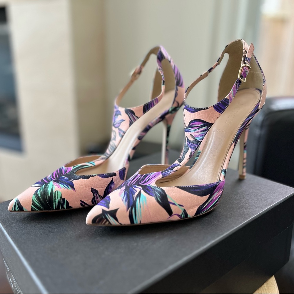 J crew printed leather t-strap pumps in “pale buff”